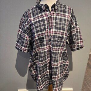Old Navy Classic Plaid Button Down | Size 2XL | Navy & White